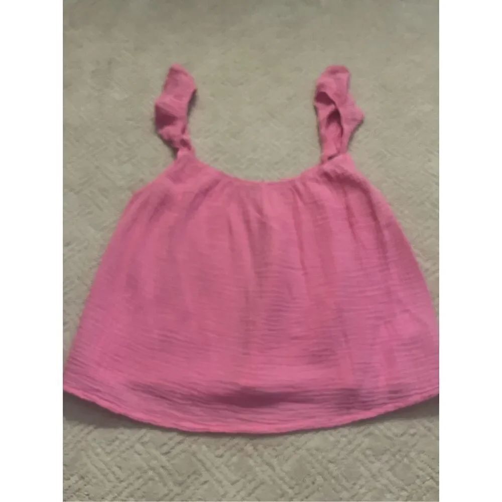 Monrow Pink Gauze Cotton Tank Top